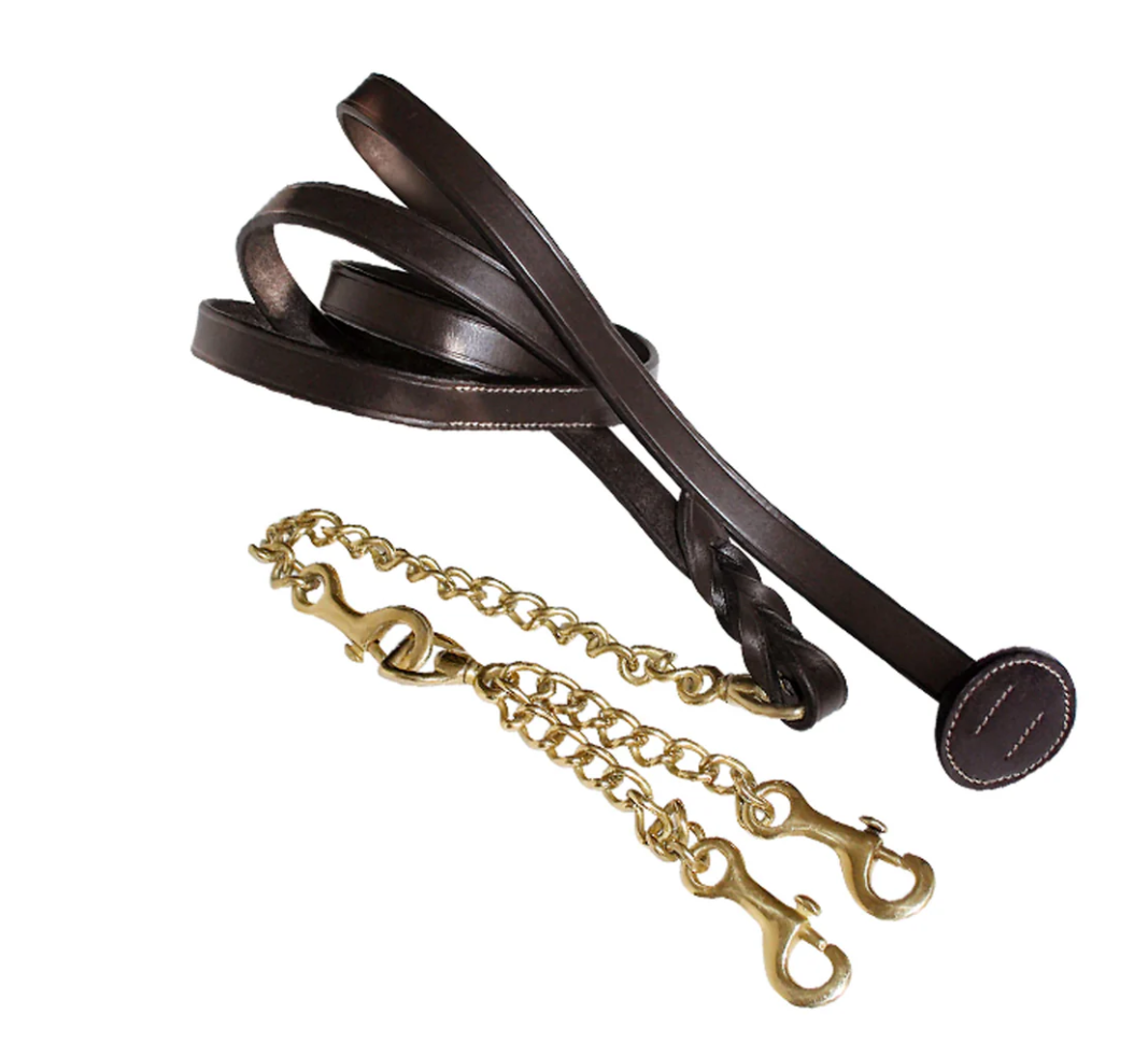 ExionPro Leather Lead with Double Brass Chain