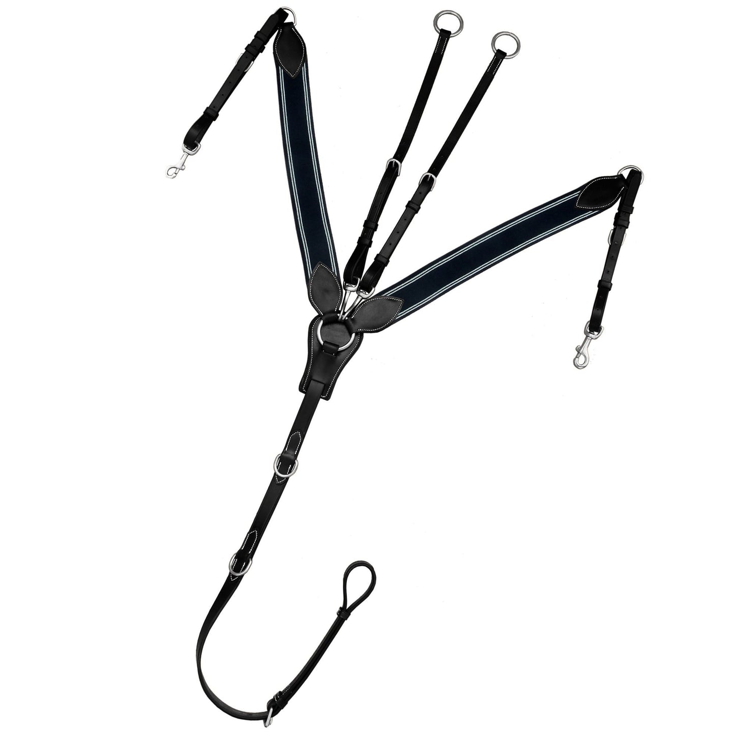 ExionPro Leaf Shape Elastic Horse Breastplate with Navy Elastic with White Lines