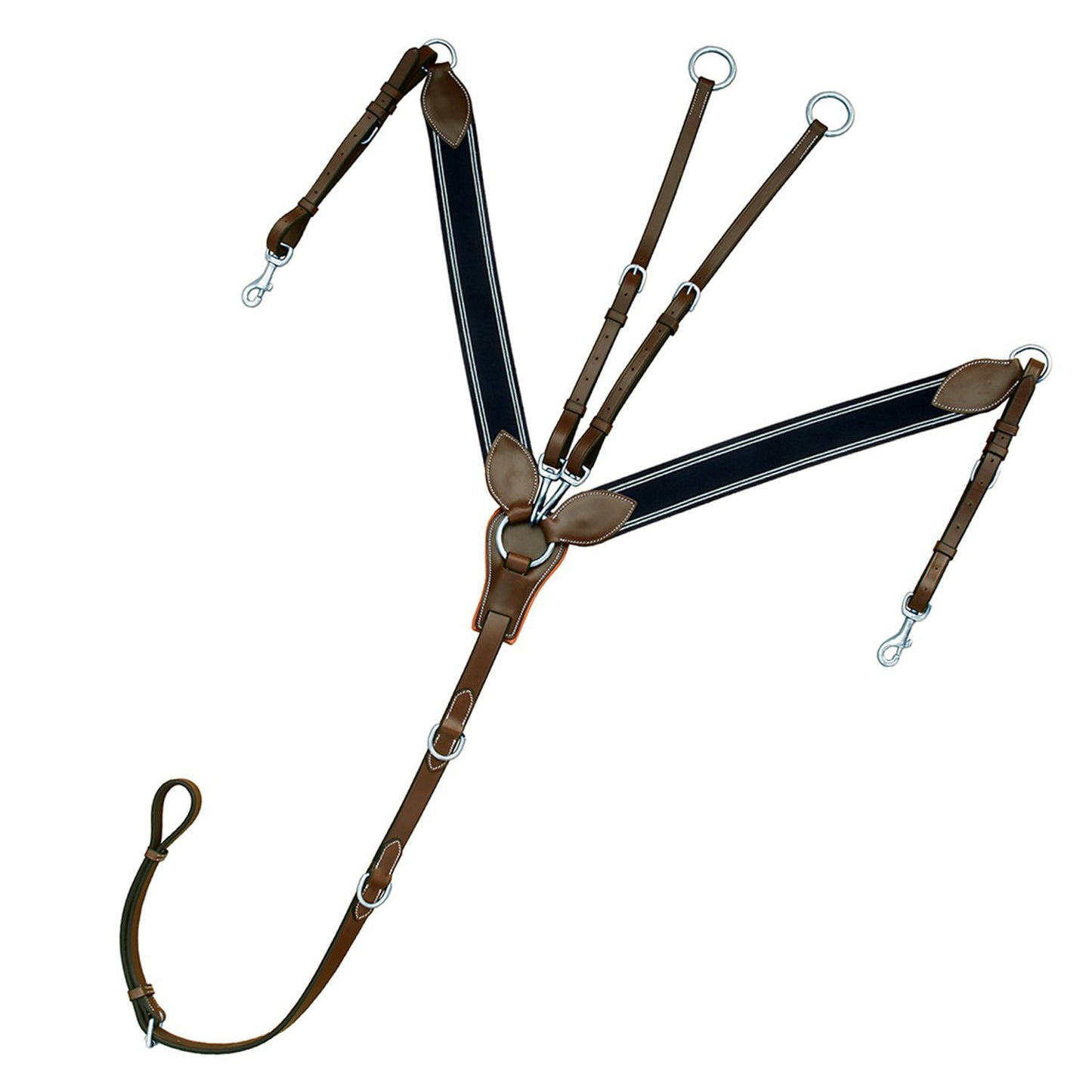 ExionPro Leaf Shape Elastic Horse Breastplate with Navy Elastic with White Lines