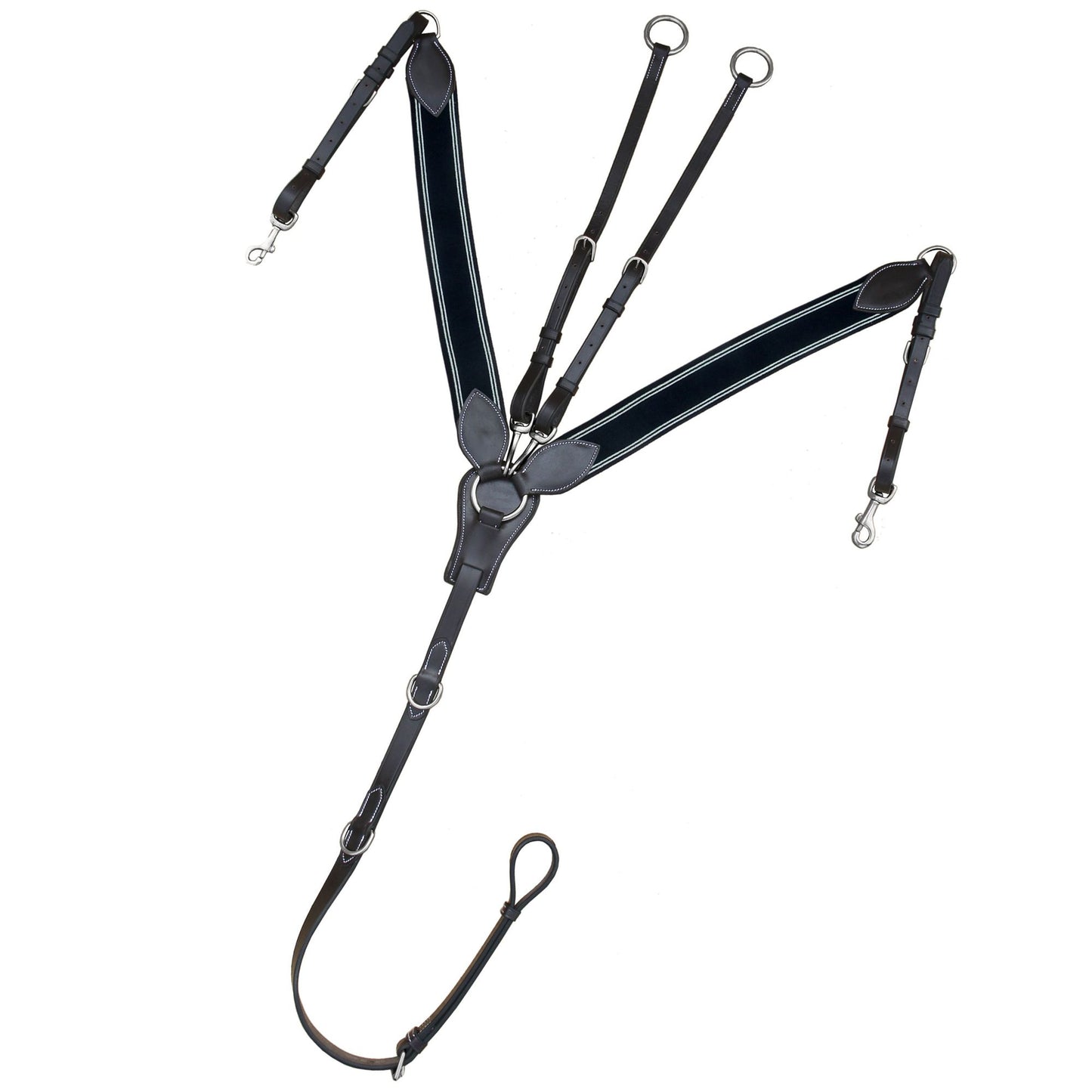 ExionPro Leaf Shape Elastic Horse Breastplate with Navy Elastic with White Lines