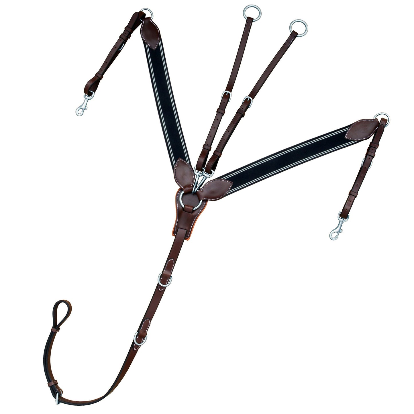 ExionPro Leaf Shape Elastic Horse Breastplate with Navy Elastic with White Lines