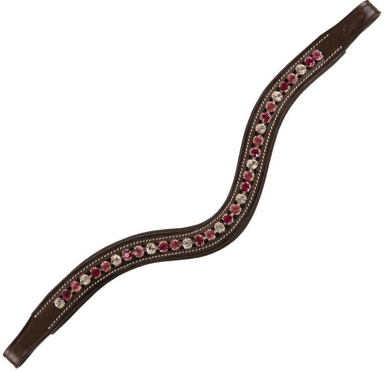 ExionPro Designer Clear Light Pink & Maroon linked Crystal Browband