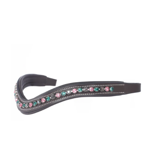 ExionPro Elegant Soft Padded Rose, Emerald, Jet Hematite Colored Crystal Browband