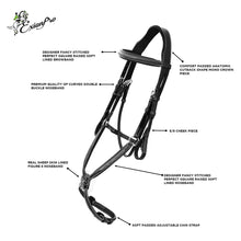Load image into Gallery viewer, ExionPro Designer Fancy Stitched English Bridle With Rubber Rein