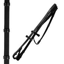 Load image into Gallery viewer, ExionPro Comfort Lined White Piping Broad Dressage Bridle With Web Reins