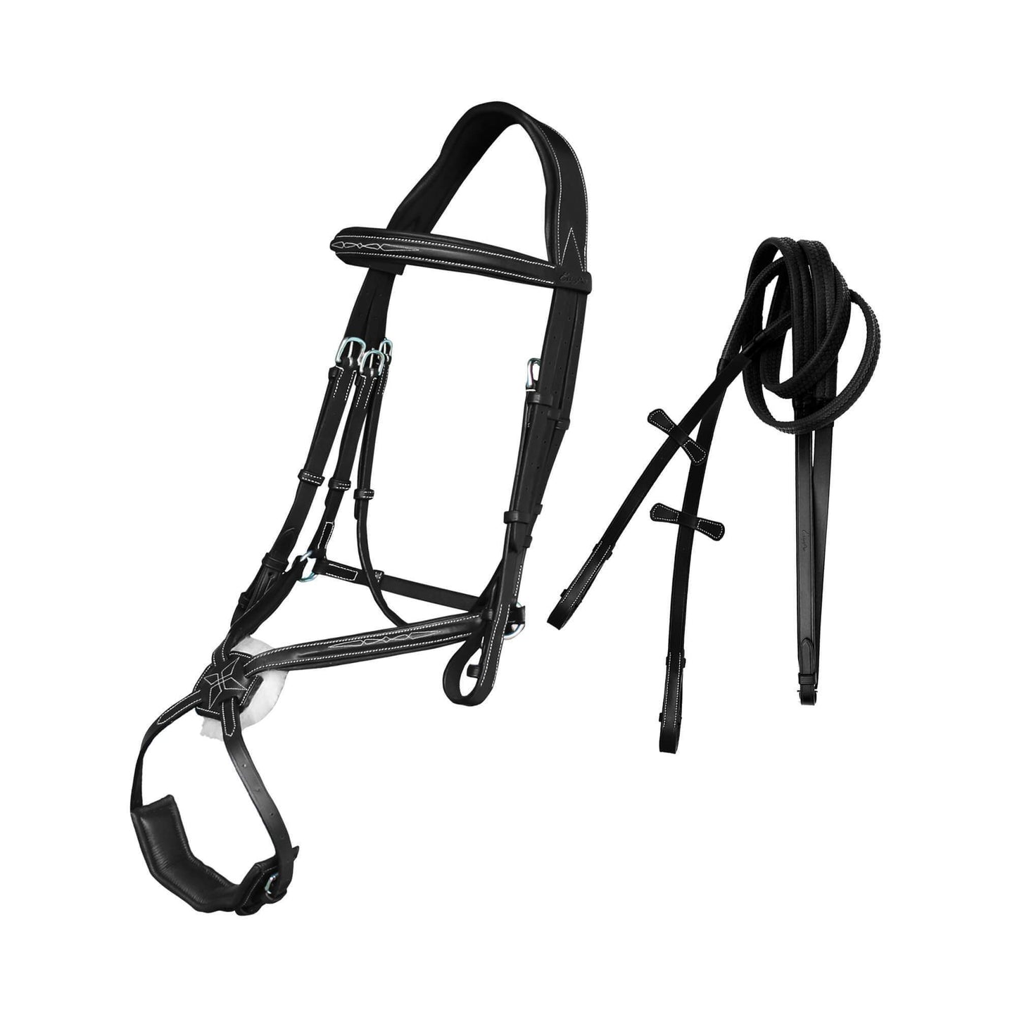 ExionPro Broad Crownpiece Designer Fully Adjustable Figure 8 Bridle & Reins