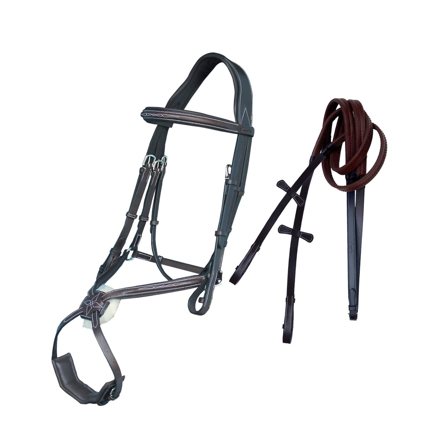 ExionPro Broad Crownpiece Designer Fully Adjustable Figure 8 Bridle & Reins