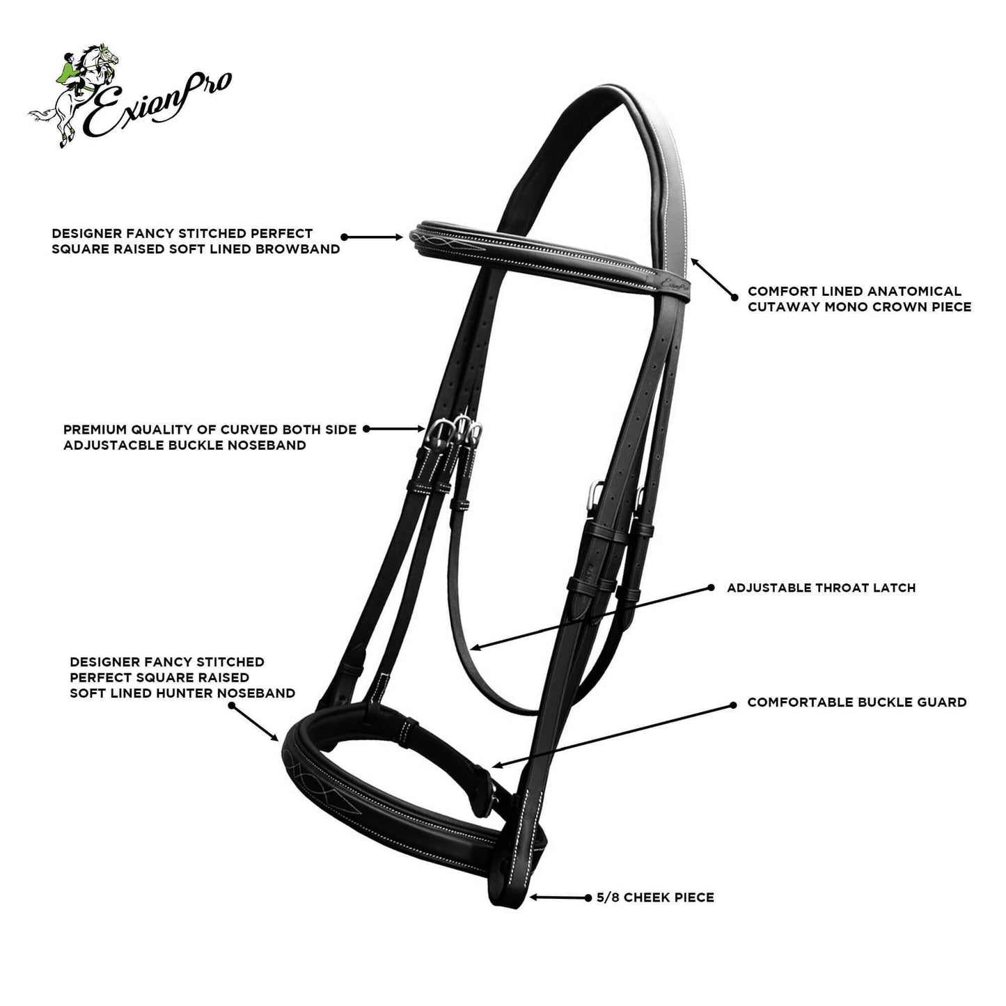 ExionPro Padded Hunter Bridle with Reins