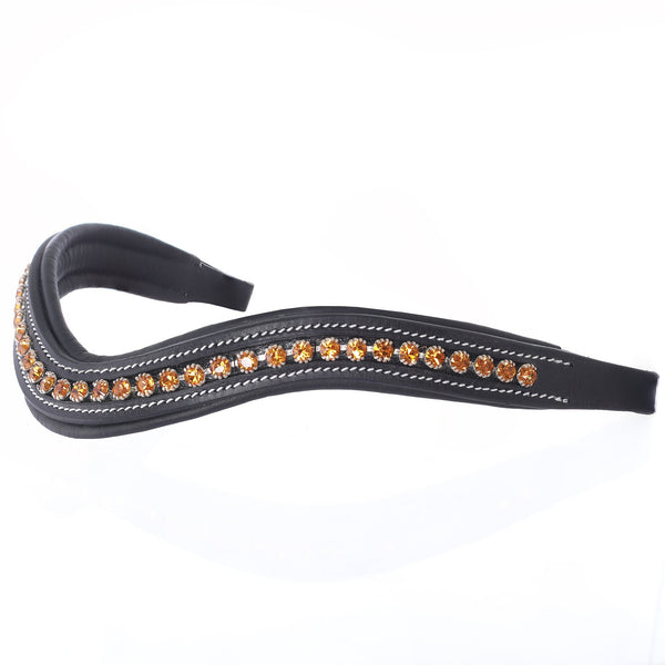 ExionPro Elegant Deep Curved Soft Padded Topaz Crystal Decorated Browband