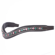 Load image into Gallery viewer, ExionPro Elegant Soft Padded Rose, Emerald, Jet Hematite Colored Crystal Browband
