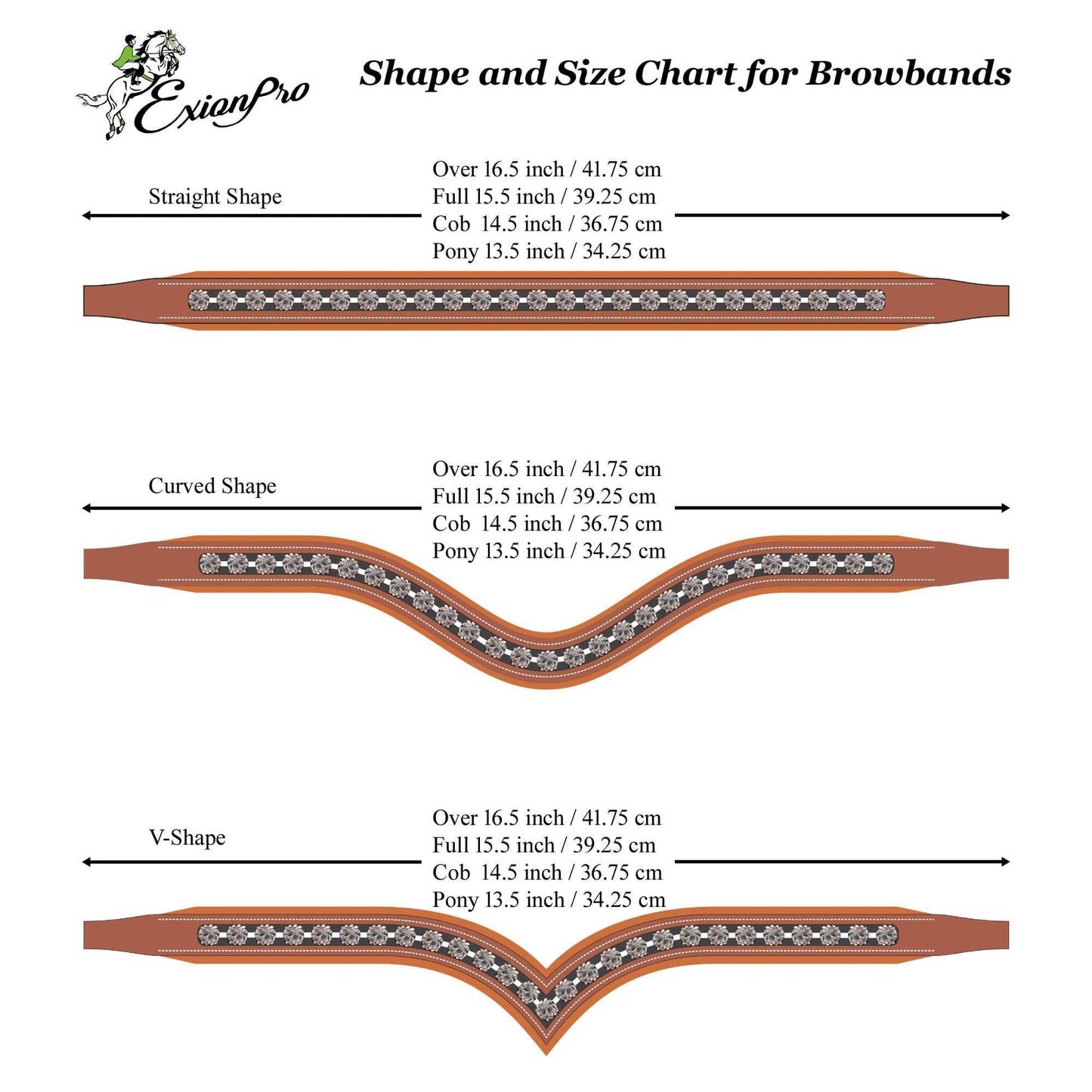 ExionPro Fancy Stitched Square Raised Padded Browband