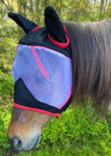 Load image into Gallery viewer, Fine Mesh Two Tone Fly Mask With Ears