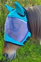 Load image into Gallery viewer, Fine Mesh Two Tone Fly Mask With Ears